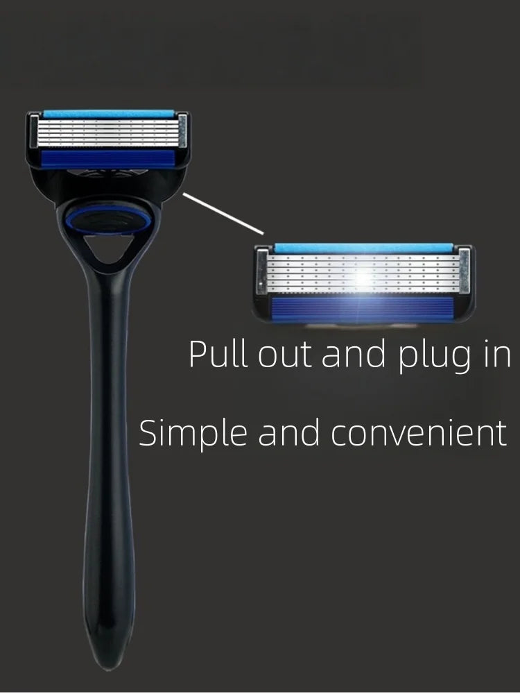 Men's 6-Blade Safety Razor | Replaceable Stainless Steel Head