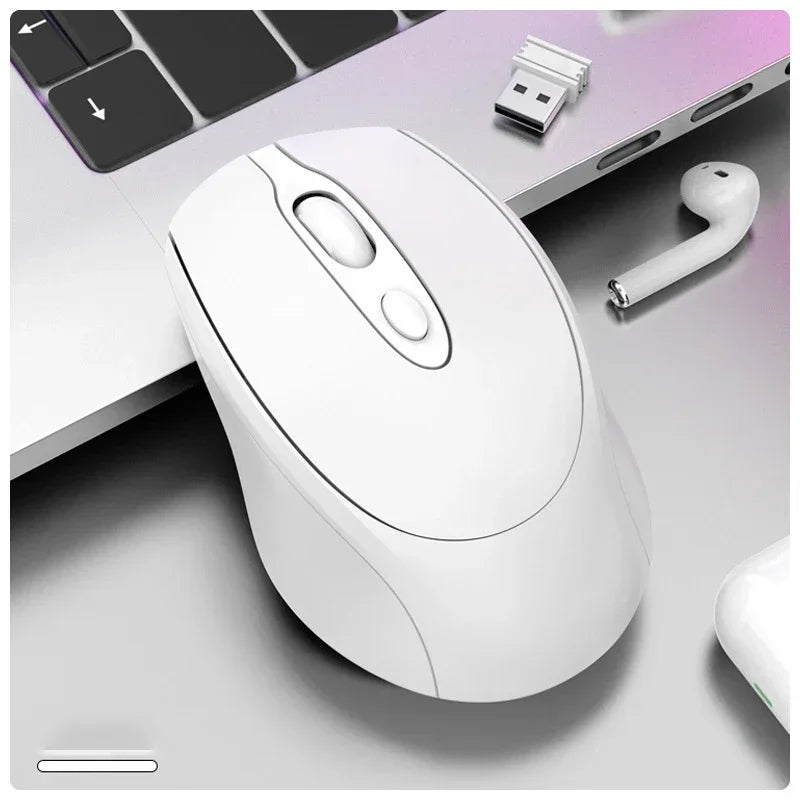 Wireless Computer Mouse Rechargeable 2.4G Bluetooth-Compatible Wireless Mouse USB Silent Gamer Mice For PC Laptop Macbook Tablet Peaceful Pleasures Health and Wellness WHITE