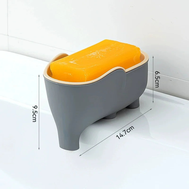 Cute Elephant Double Layer Soap Dish | Bathroom Soap Holder