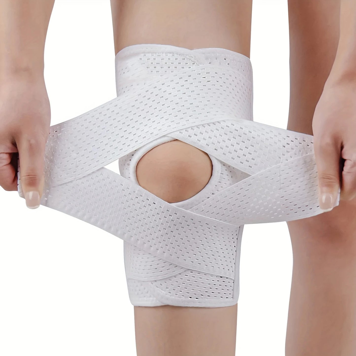 Unisex Compression Sports Knee Brace V-Cross Strap & Breathable Mesh with Side Stabilizers for Knee Pain Relief, Running Support Peaceful Pleasures Health and Wellness
