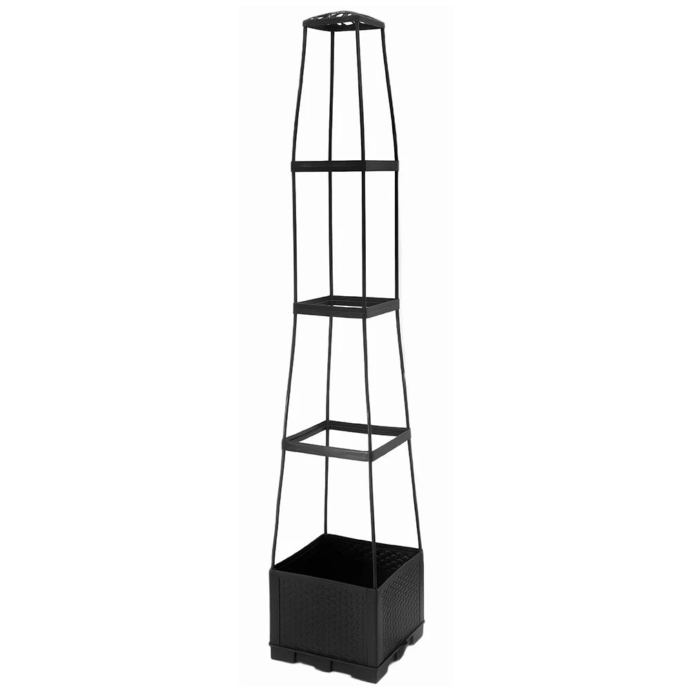 4-Tier Self-Watering Planter Tower with Trellis | Raised Garden Bed