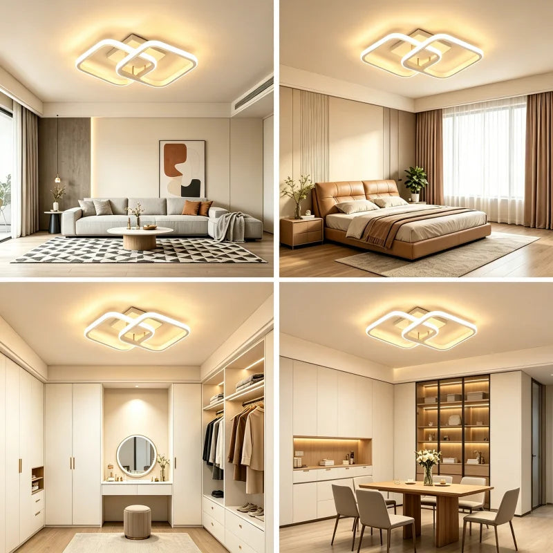 RUNTOIN Modern LED Ceiling Light | 3 Colors, Dimmable, 15m²
