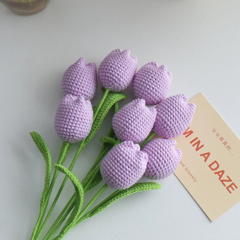 Handmade Crochet Tulip Bouquet | Artificial Flower Gift & Decor