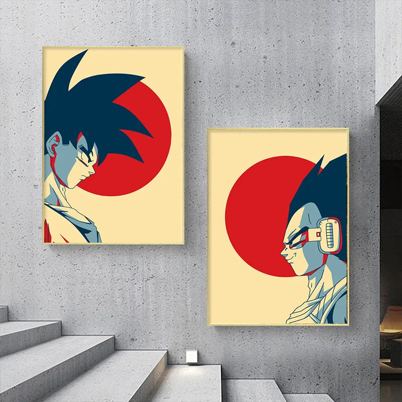 Classic Japanese Anime Surrounding Dragon Ball Goku Vegeta Poster Vintage Canvas Painting Print Picture Children Gift Cuadros Peaceful Pleasures Health and Wellness