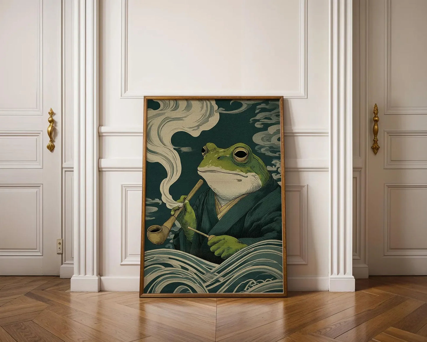 Frog Smoking Cigarette Retro Vintage Canvas Wall Art Poster