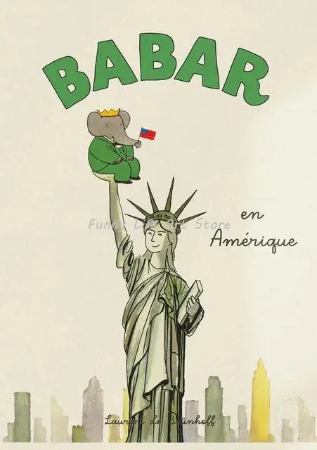 Vintage Babar Elephant Canvas Wall Art | Kids Nursery Poster
