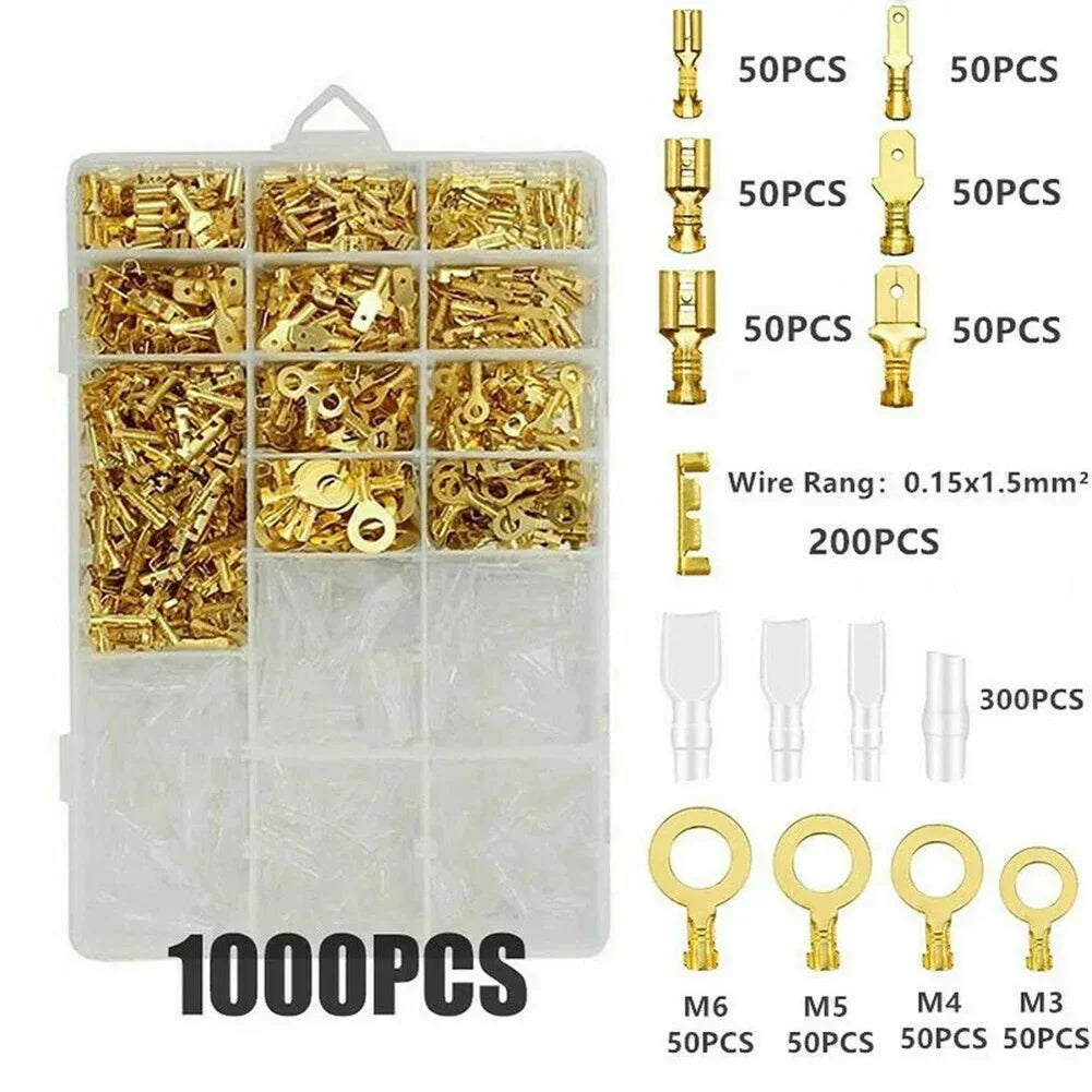1000pc Crimp Terminal Kit – 2.8/4.8/6.3mm Spade Connectors