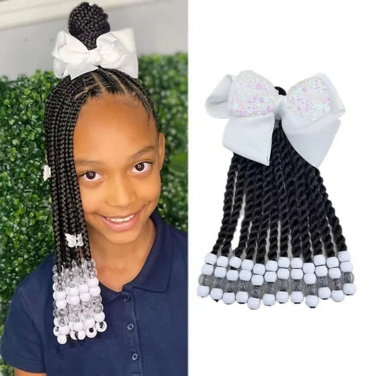 Custome- Braded Ponytails for Kids 8in Kids Box Braid Ponytail Hair Extension Synthetic with Big Bubbles Balls Peaceful Pleasures Health and Wellness
