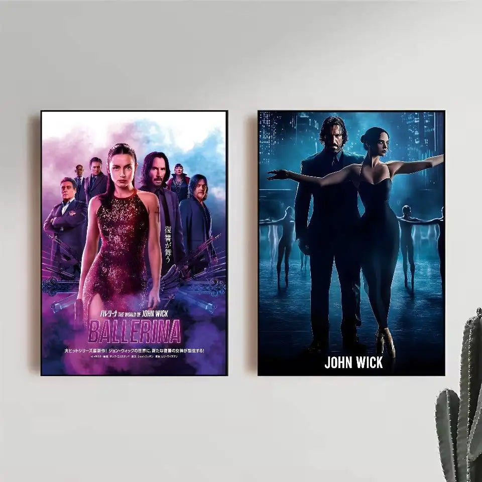 Movie J-John W-Wick B-Ballerina Poster HD art poster for home living room bar office decoration sticky waterproof Peaceful Pleasures Health and Wellness