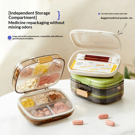 Compact 10 Compartment Medicine Organizer Large Capacity Travel 7 Day 3 Meals Pill Holder for Vitamins Supplements and Pills Peaceful Pleasures Health and Wellness