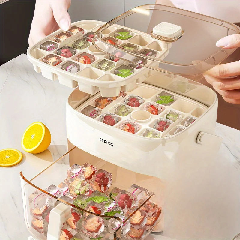 48-Cube Ice Maker Mold with Easy-Press Lid | Large Capacity