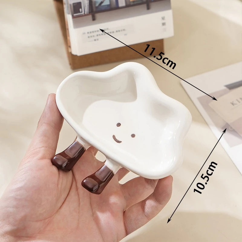 Cartoon Cute Bread Shaped Ceramic Seasoning Dish Irregular Creative Home Utensils Dipping Dish Peaceful Pleasures Health and Wellness C