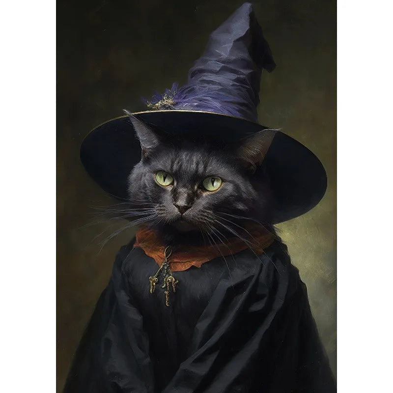 Victorian Dark Academia Witch Gothic Animals Raven Bat Rat King Black Cat Poster Canvas Painting Wall Art Pictures Home Decor Peaceful Pleasures Health and Wellness 12 50x70cm Unframed