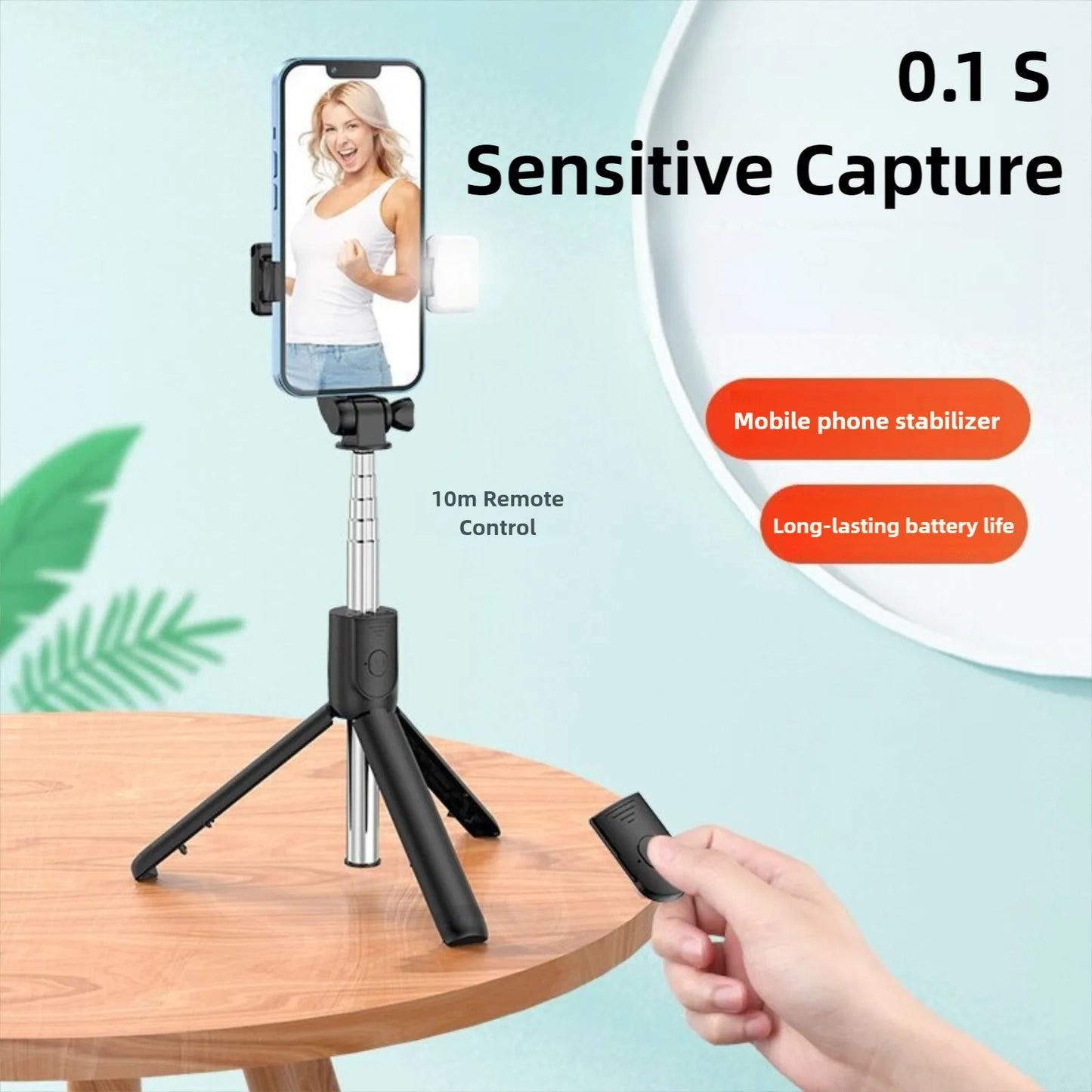 Portable Bluetooth Selfie Stick Tripod Holder with Remote Shutter Fill Light Extendable Wireless Remote Retractable Phone Stand Peaceful Pleasures Health and Wellness