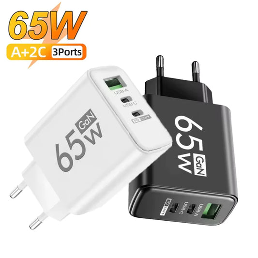 65W GaN 3-Port USB-C PD Fast Wall Charger – iPhone & Android GaN Wall Charger Peaceful Pleasures Health and Wellness