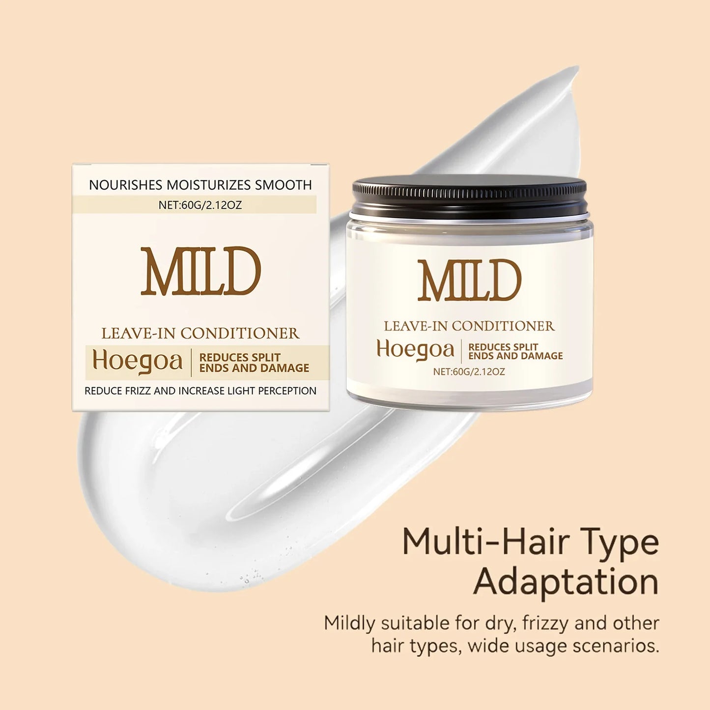 HOEGOA Leave-In Hair Cream – Anti-Frizz Moisturizer 60g