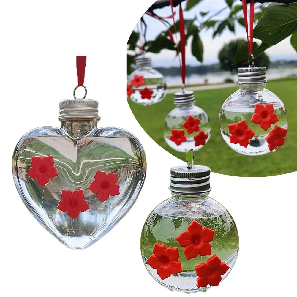 Hummingbird Feeder | Spherical & Heart Shape, 3 Ports, Leak Proof