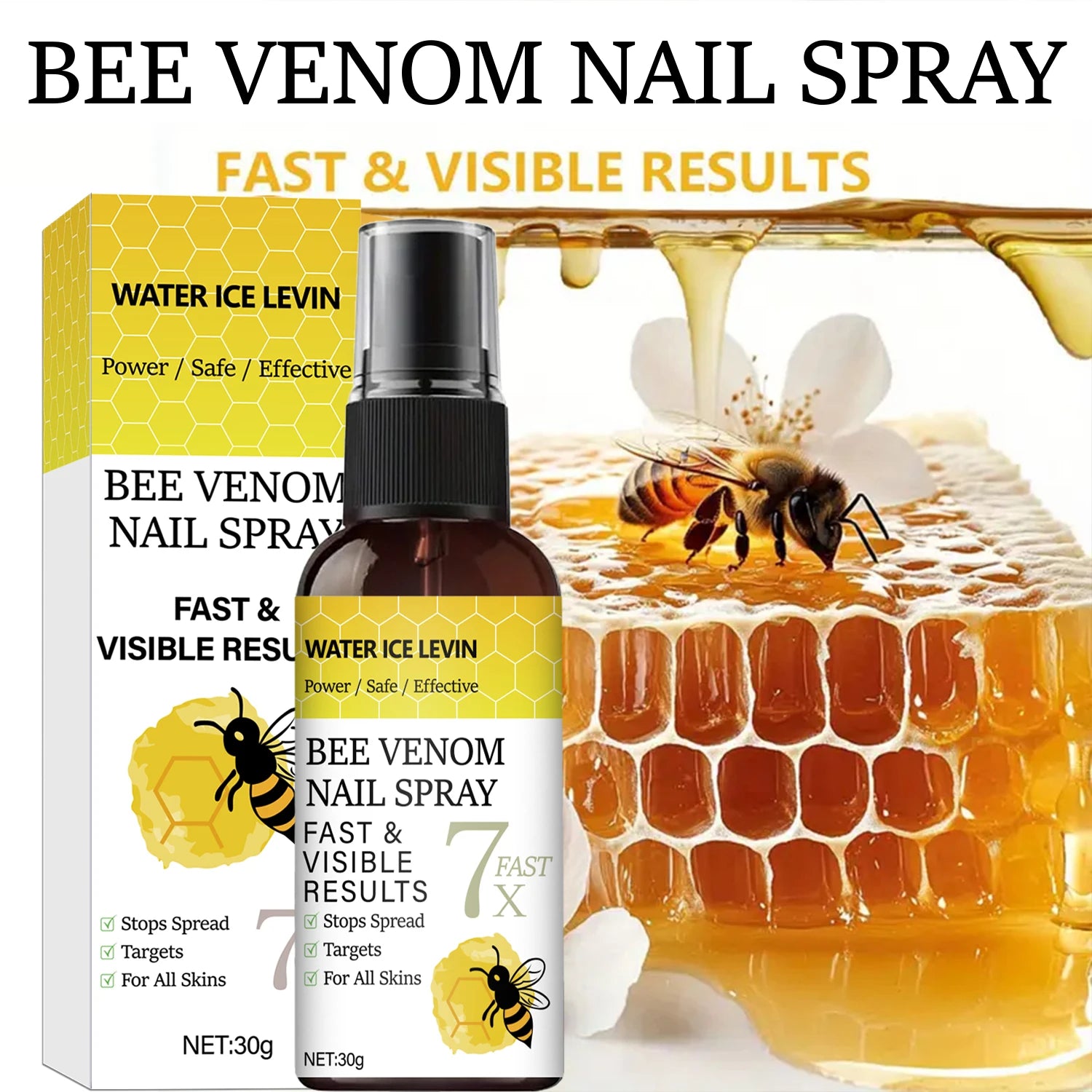 Bee Venom Nail Spray with Hyaluronic Acid | Strengthens Nails Nail Strengthening Spray Peaceful Pleasures Health and Wellness