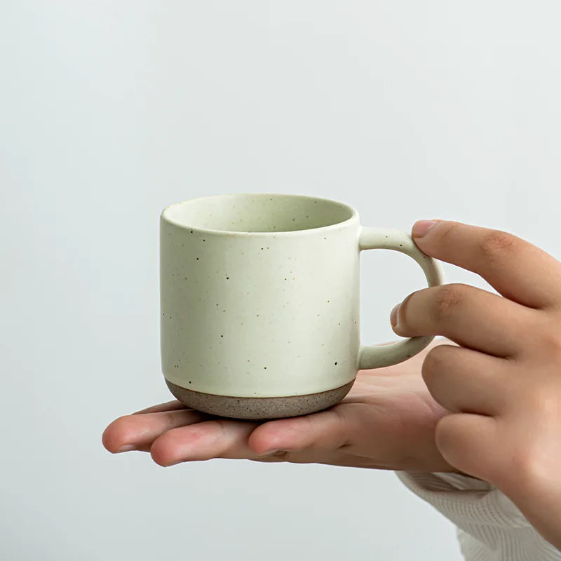 Custom Modern Design White Small frosted ceramic tumblers Unglazed Base Speckled Coffee Mug With Handle Speckled Ceramic Mug Peaceful Pleasures Health and Wellness