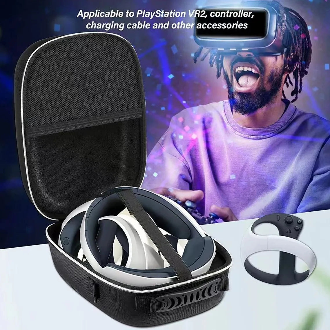 For PSVR2 Glasses Storage Bag Shoulder Large Capacity Hard Bag For PS5 VR2 Portable Multifunctional EVA Hard Case Storage Bag Peaceful Pleasures Health and Wellness