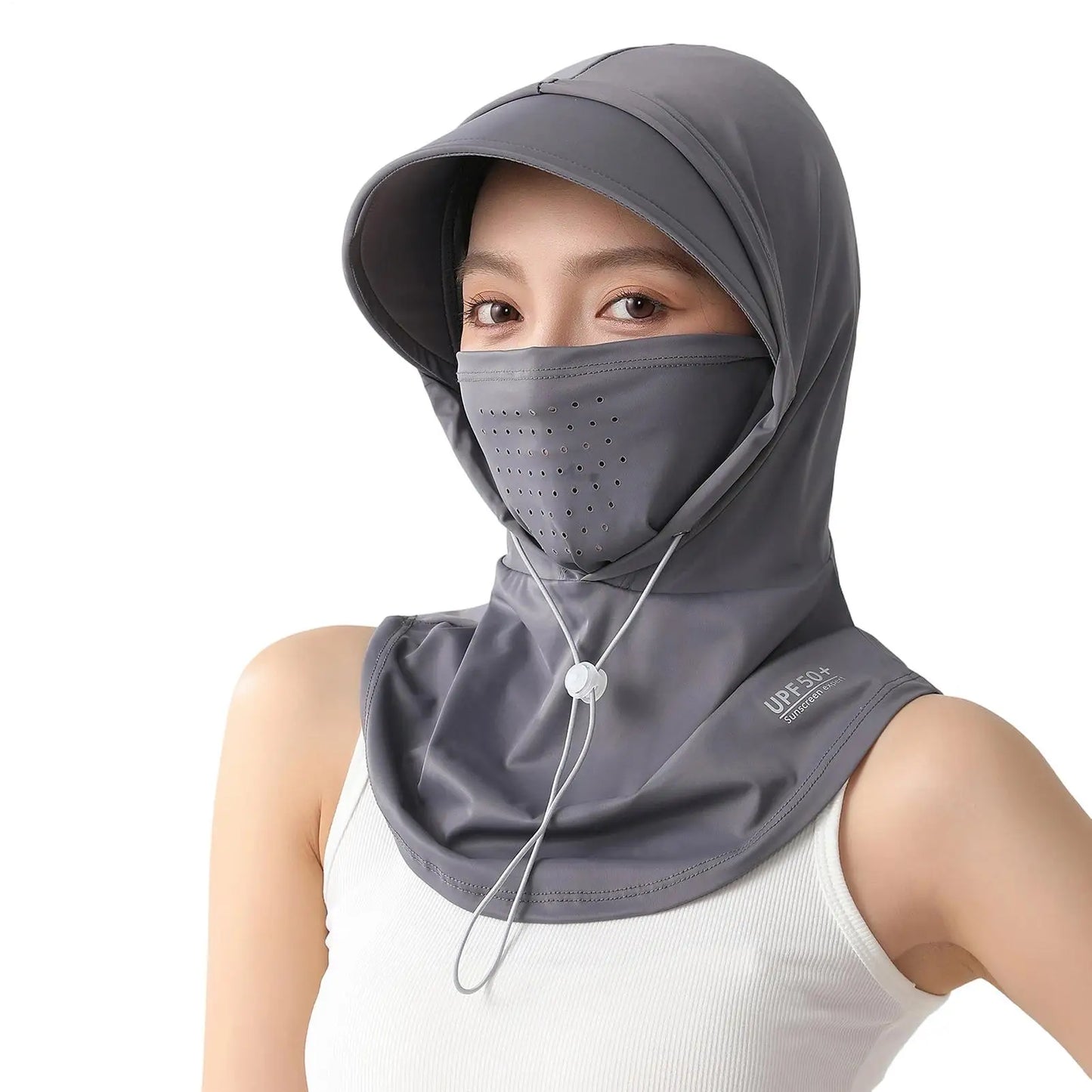 UPF 50+ Ice Silk Sun Hood – UV Face & Neck Cover for Outdoors