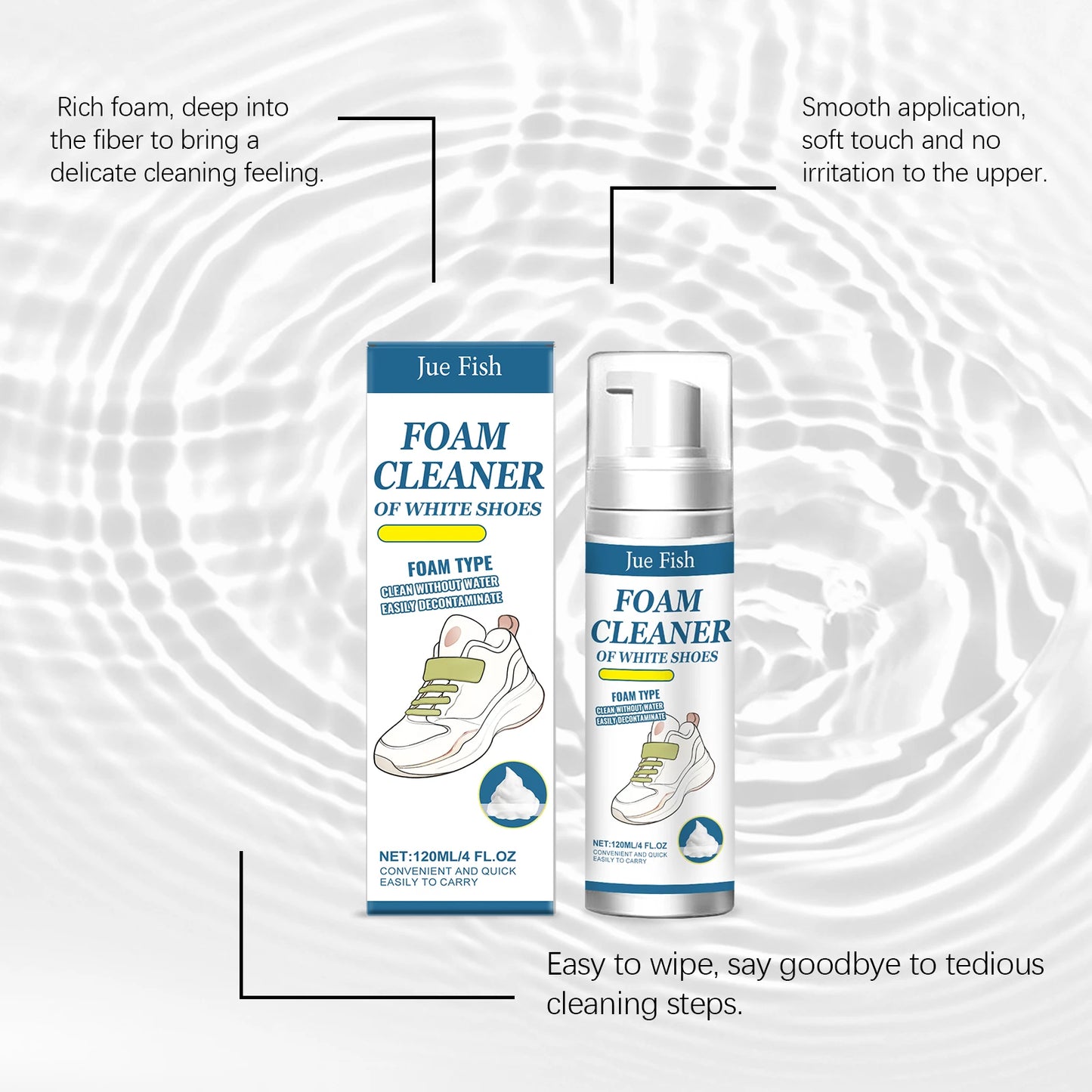 Jue-Fish 120ml Sneaker Foam Cleaner | Remove Stains & Yellow