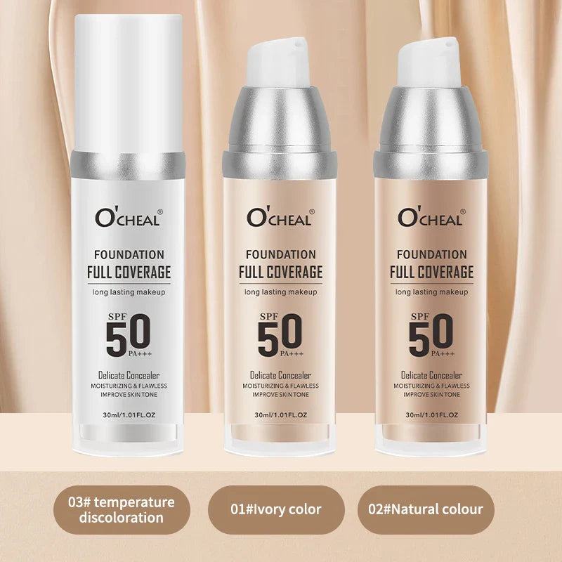 O'CHEAL SPF50 PA+++ Liquid Foundation – Full Coverage & Hydrating