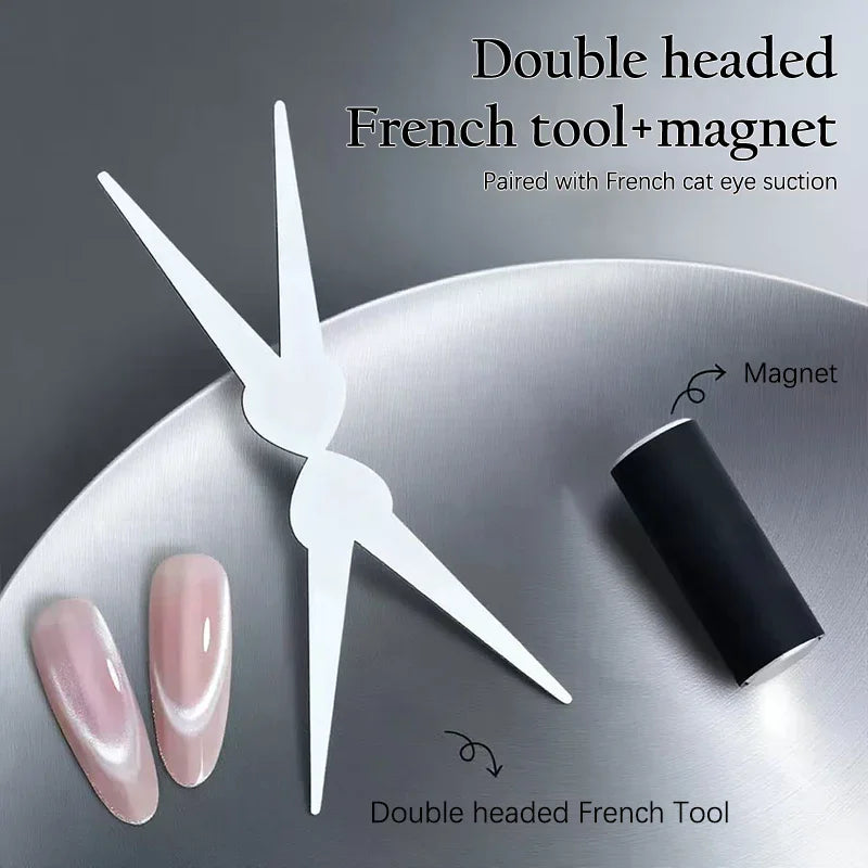 New French Dual Ended French Cat Eye Magnet Tool Y-Shaped Plate Magnetic Auxiliary Tool Gel Polish Magnet Rod Tool DIY Peaceful Pleasures Health and Wellness