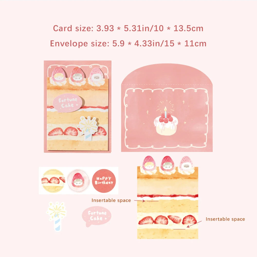 Sparkling Sand Card&envelope Colorful Cake Shop Series Student