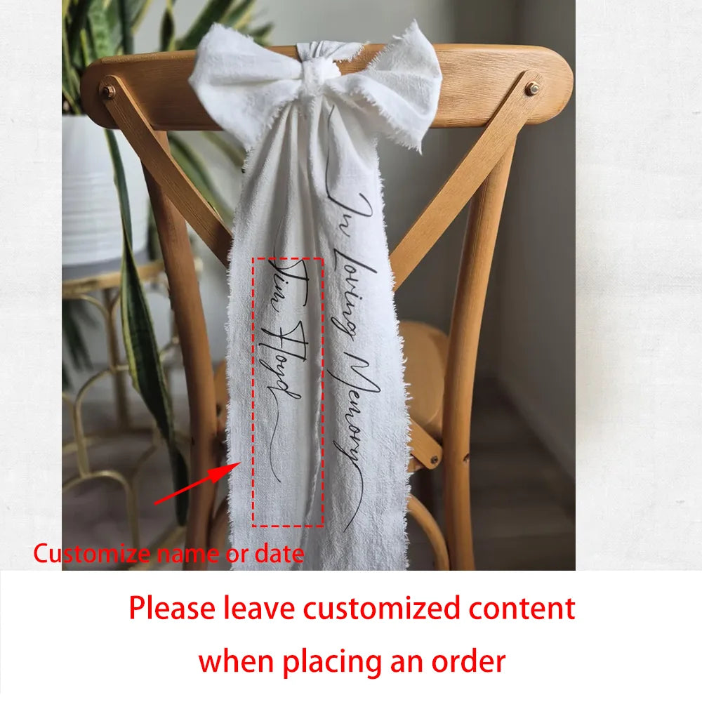 Custom In Loving Memory Ribbon | Memorial Wedding Chair Bow