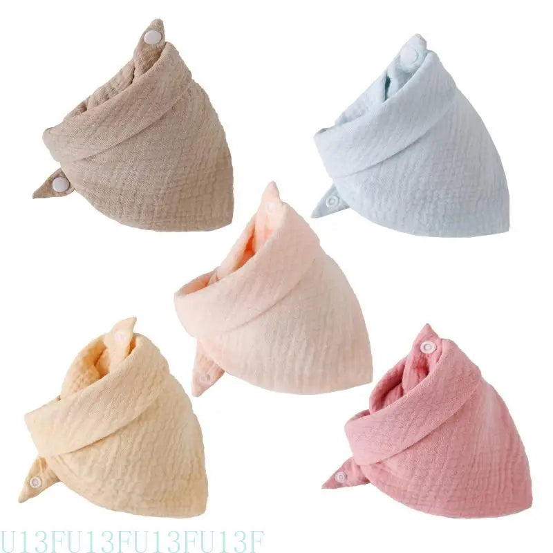 5-Pack Soft Cotton Baby Bandana Bibs | Snap Button Drool Cloths