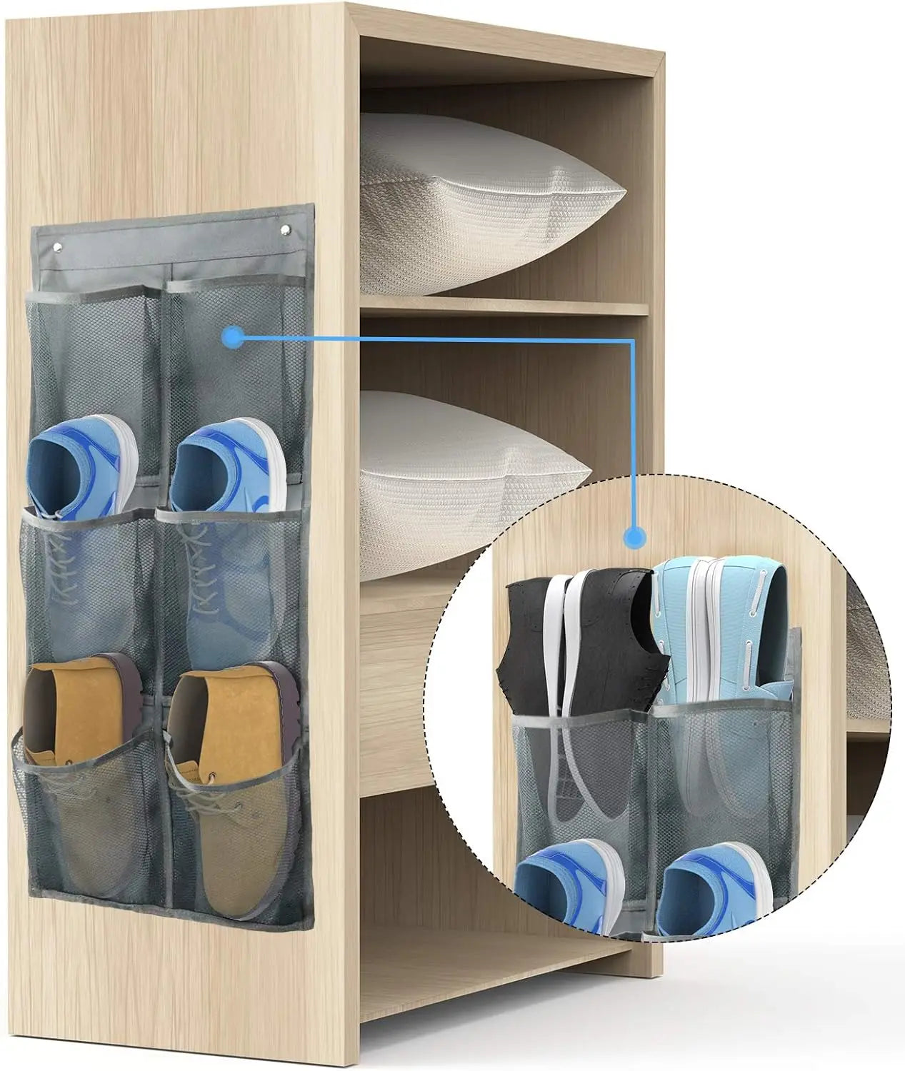 2-Pack Wall-Mounted Shoe Rack, Holds 6 Pairs with Adhesive Mounts for Easy Storage Organization