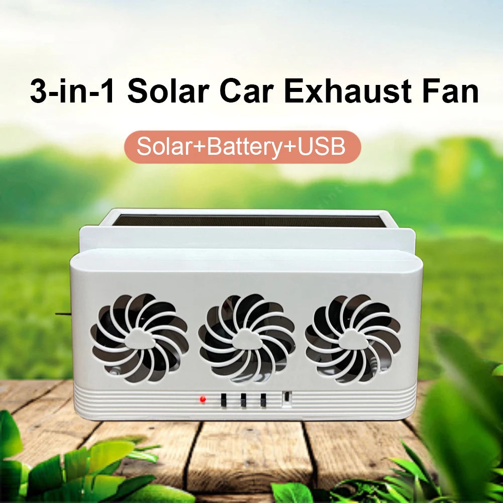 Solar Powered Car Exhaust Fan Eliminate Peculiar Smell Car Radiator Cooling Fan USB Powered Auto Ventilation Fan for All Cars Peaceful Pleasures Health and Wellness