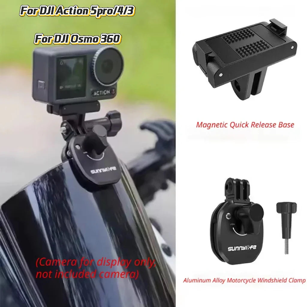 Motorcycle Windshield Mount for Insta360, GoPro & DJI Action