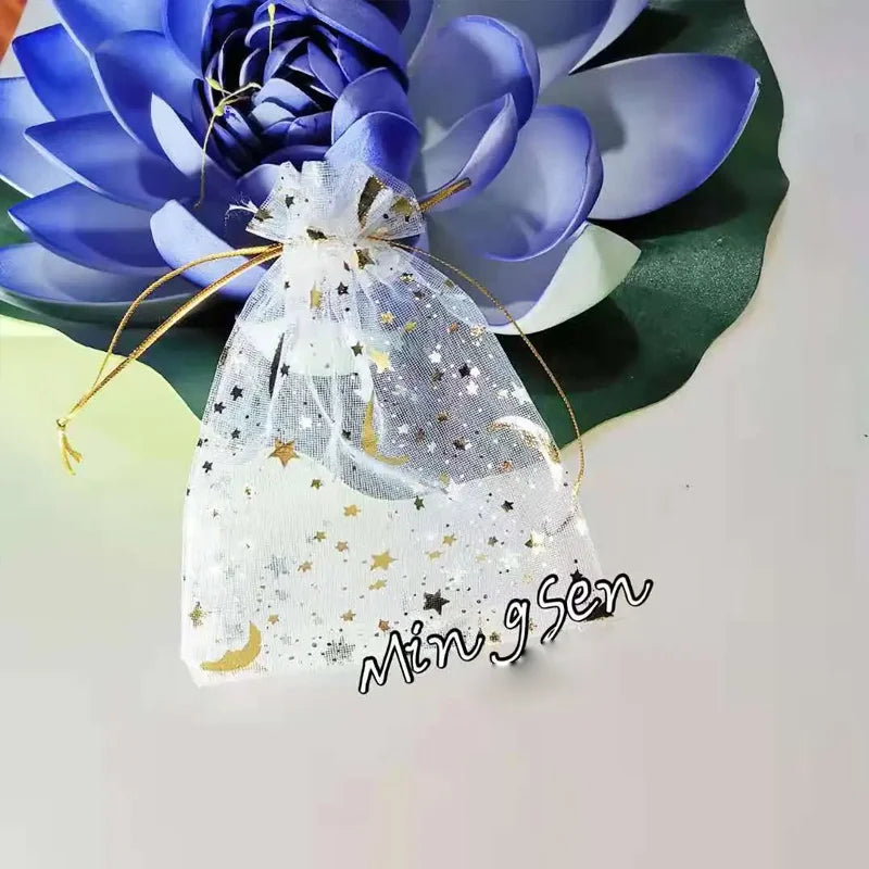 50pcs Star Moon Organza Drawstring Gift Bags – Wedding Favors