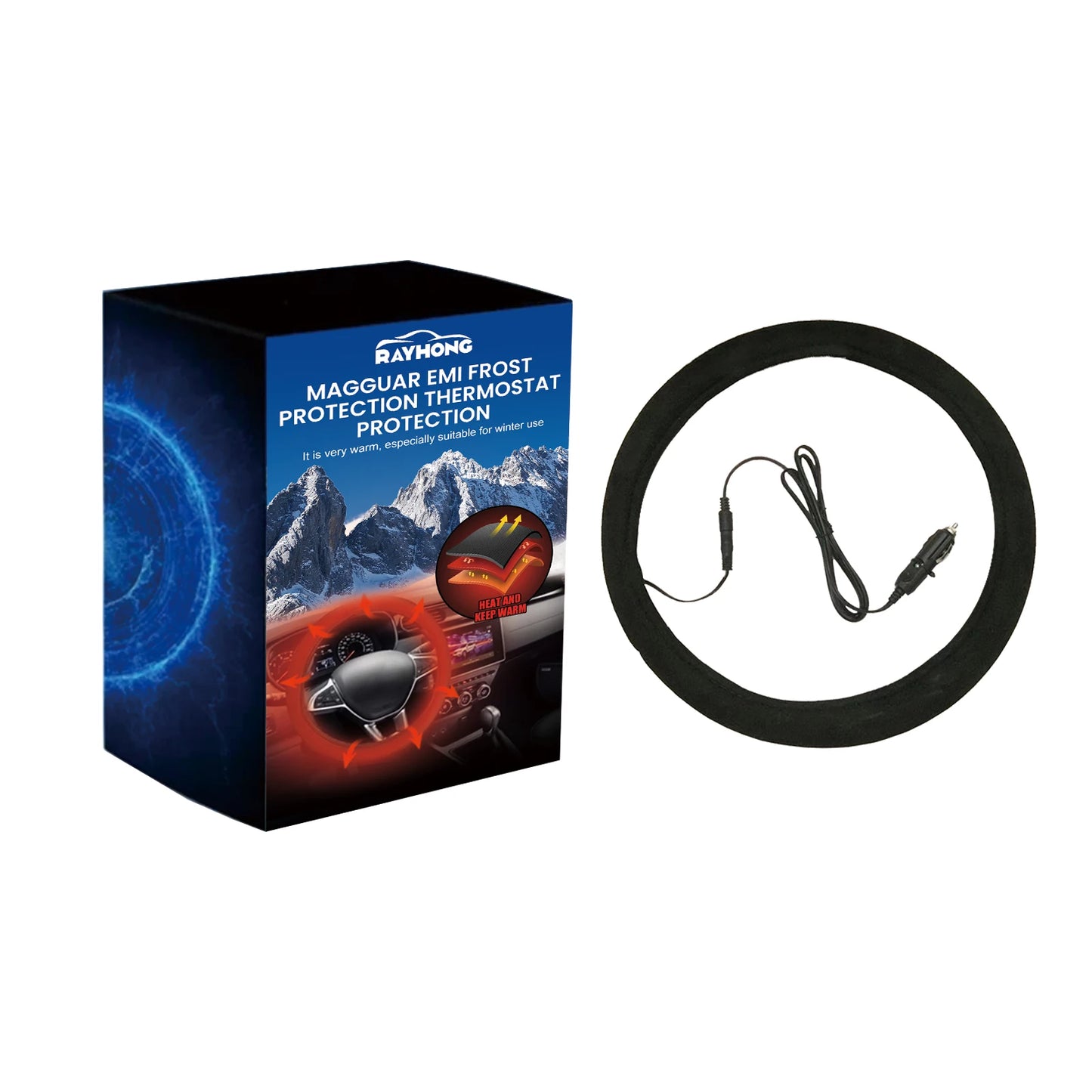 Rayhong Heated Steering Wheel Cover | Non-Slip Universal Fit