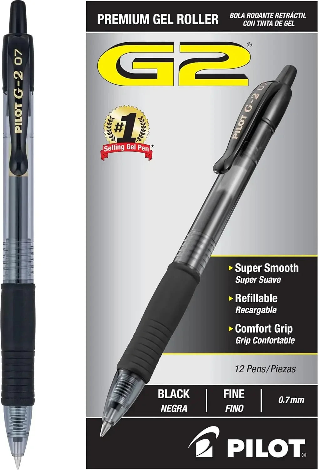 Premium Gel Roller Pens, 0.7mm Fine Point, Smooth Writing Black Ink, Pack of 12 Peaceful Pleasures Health and Wellness United States