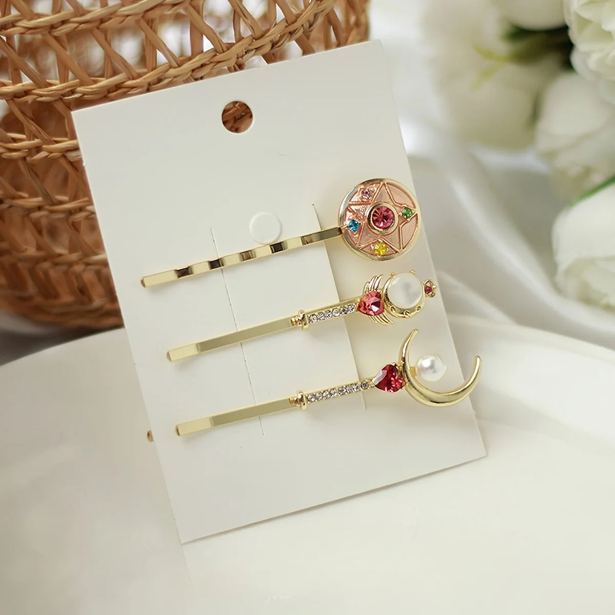 3-Piece Love Star Moon Hair Clip Set Hair Accessories Peaceful Pleasures Health and Wellness 3PCS