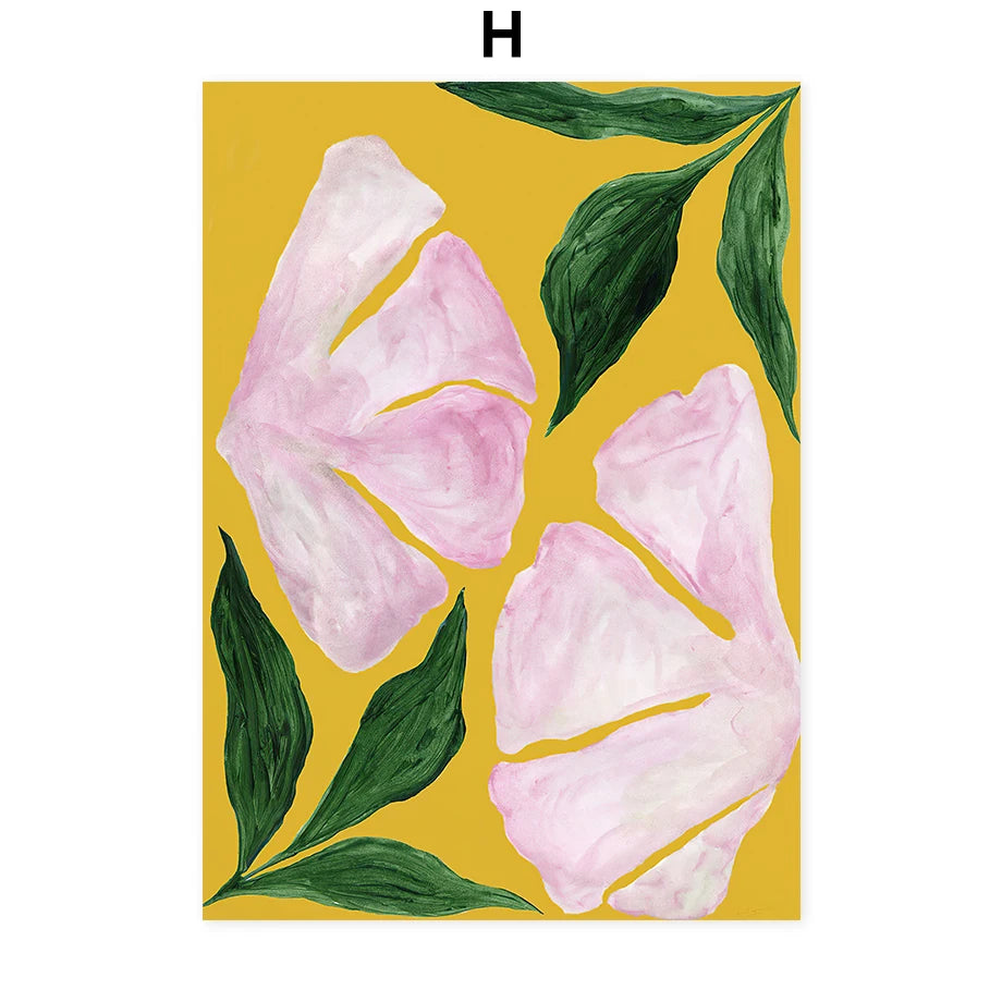 Abstract Floral Vase Canvas Wall Art | Boho Living Room Decor