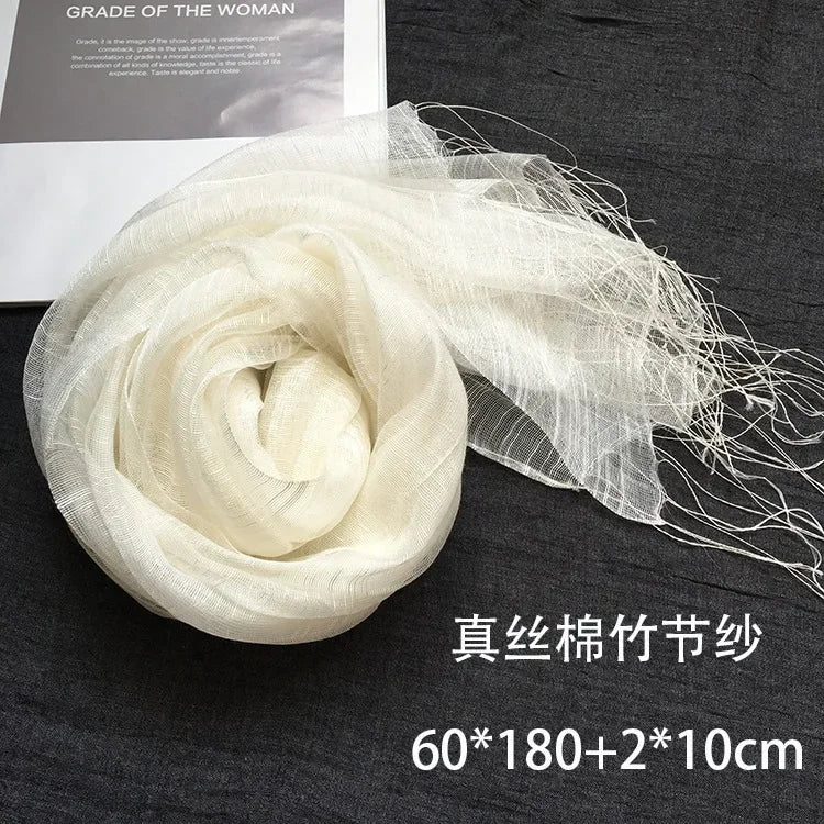Pure White Silk Cotton Scarf for Plant & Wax Dyeing | Shawl
