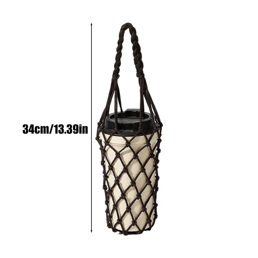Hand Woven Mesh Water Bottle Bag | Reusable Outdoor Carrier