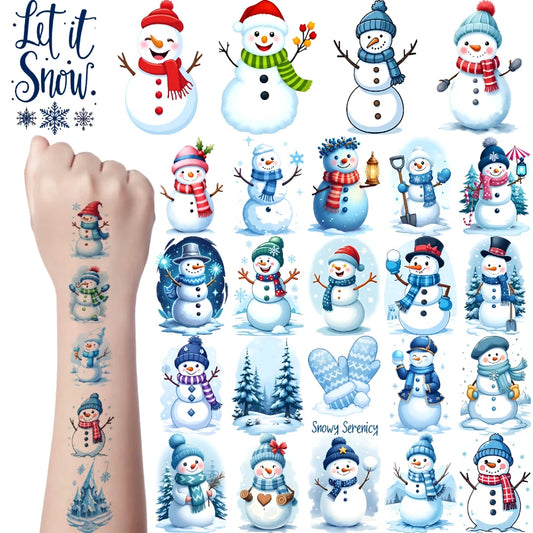 54pcs Winter Temporary Tattoos – Polar Bear, Snowman & Hearts Temporary Tattoo Stickers Oasis Select