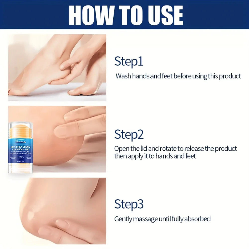 SUYARUN 60% Urea Foot Care Cream Stick - Intensive Cracked Heel Repair, Callus Remover for Dry Feet - Fast Absorbing Foot skin. Peaceful Pleasures Health and Wellness