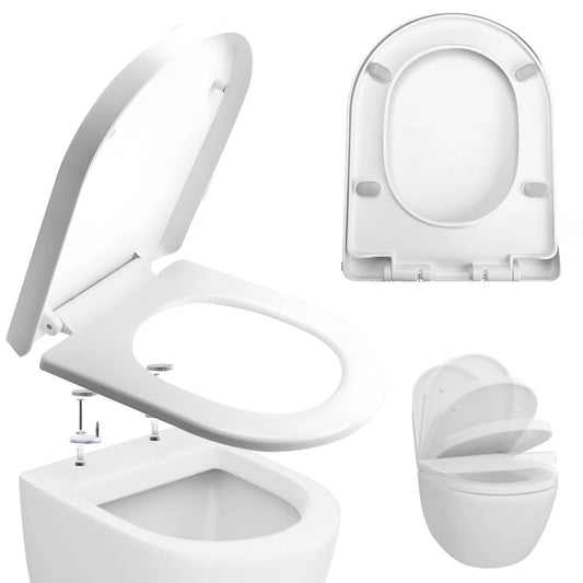 White Toilet Seat Soft Close Soft Close PP Toilet Seat Bottom and Top Fixing Quick Release for Easy Clean Sturdy Anti-Bacterial Peaceful Pleasures Health and Wellness