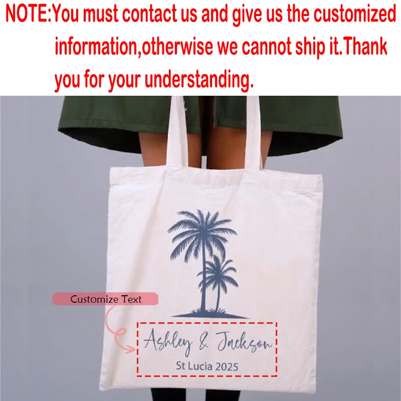 Personalized Palm Tree Canvas Tote Bag | Bachelorette Beach Gift