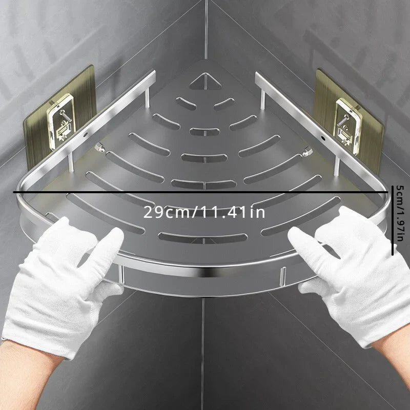 No-Drill Corner Shower Shelf | Wall-Mounted Bathroom Organizer