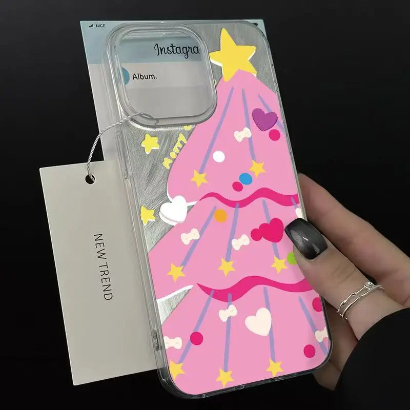Christmas Tree Phone Case for iPhone 17 Pro 16 16e 15 14 13 12 11 Pro Max iphone Air Shockproof Bumper Cover Funda Peaceful Pleasures Health and Wellness