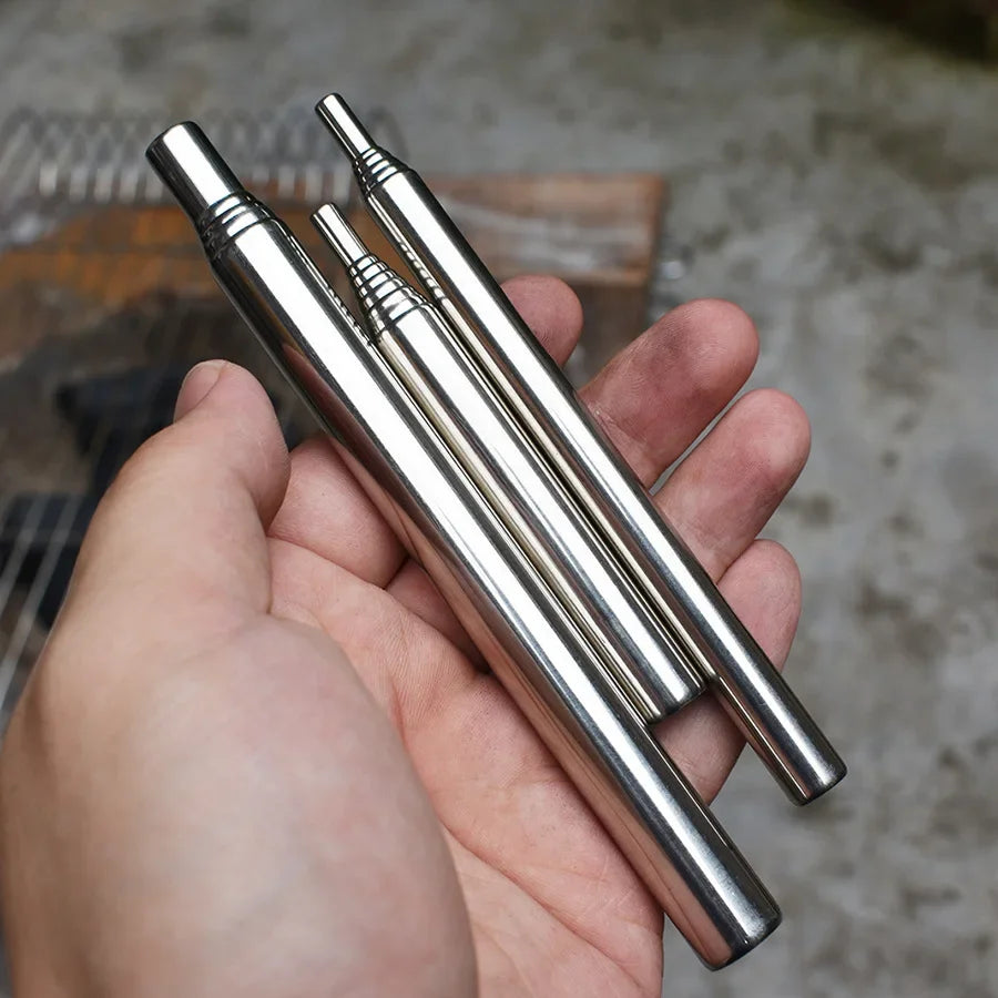 New Blowpipe Stainless Steel Fire Stick Outdoor Camping Fire Starter Tools Retractable Portable Camping Cooking Blow Fire Tube Peaceful Pleasures Health and Wellness