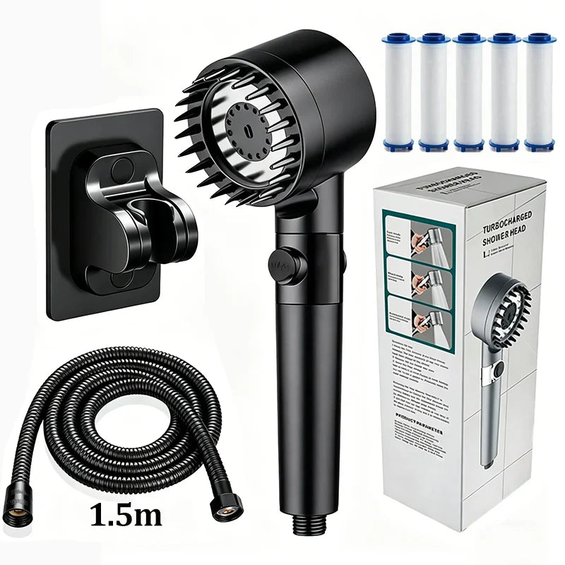 3-Mode High Pressure Filter Shower Head | One-Click Stop
