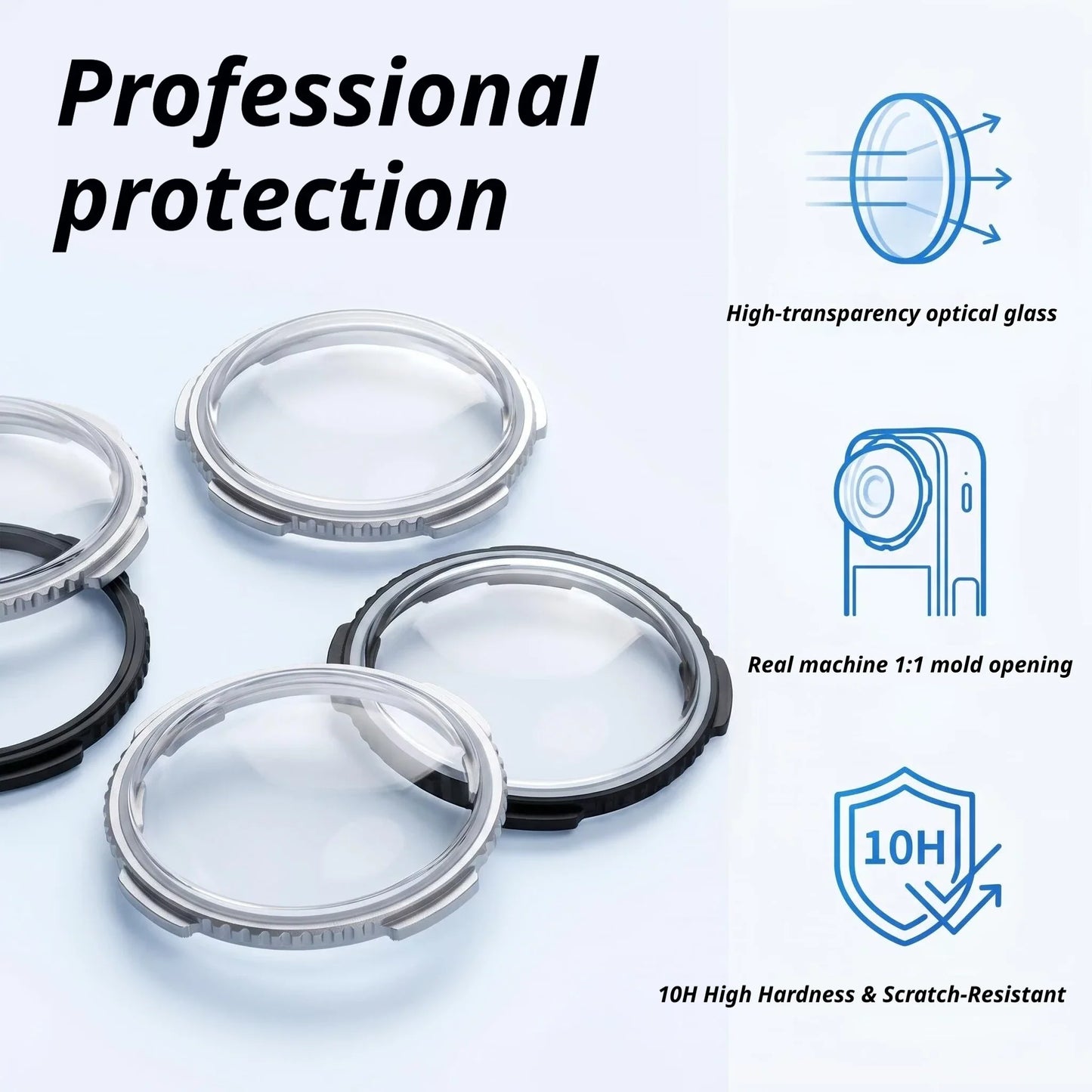 Rotating Glass Lens Protector Caps for Insta360 X5 / X4
